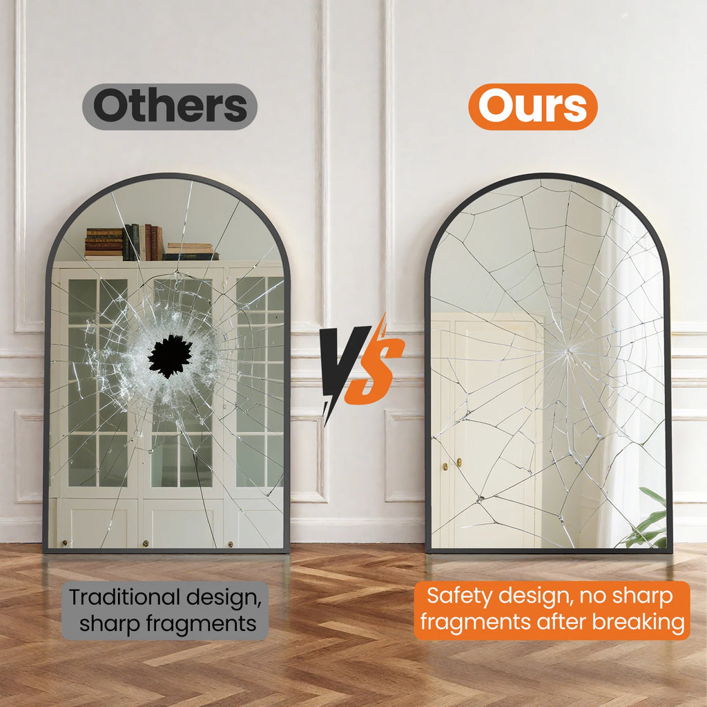 MCQ Arched Bathroom Mirror Over Sink Wall Mounted Aluminum Alloy Frame Horizontal Vertical Hanging Modern Vanity Mirror for Home