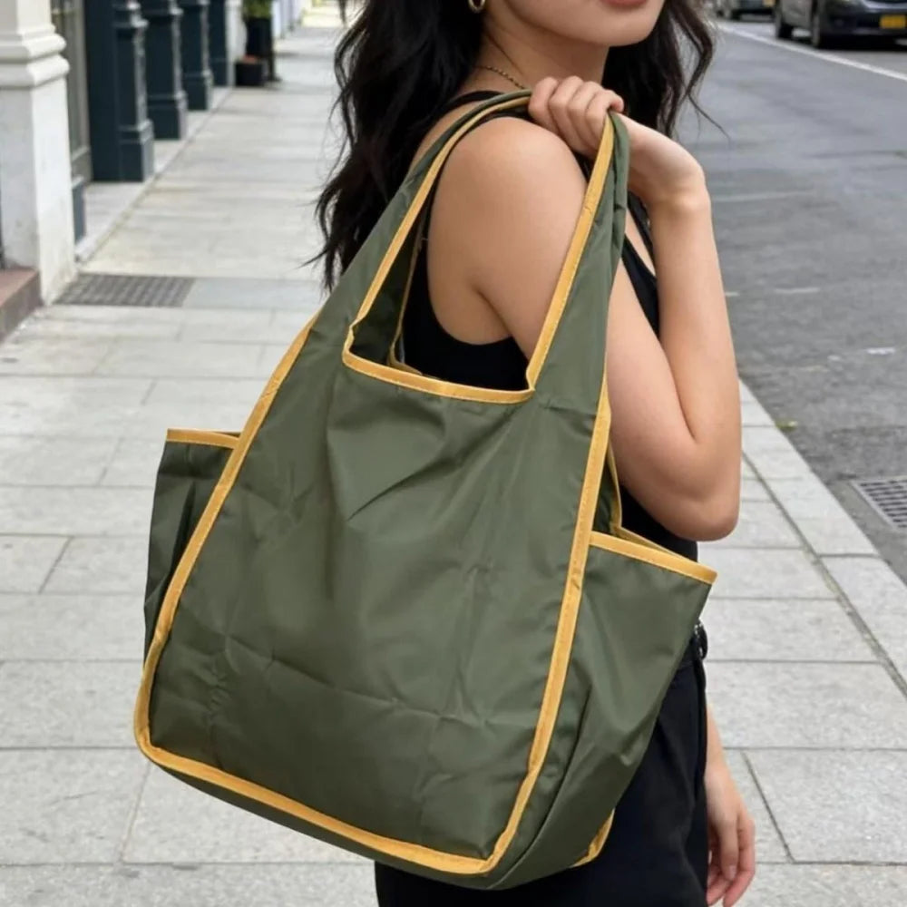 1pcs Drawstring Shopping Tote Bag for Groceries Travel Storage Reusable Eco-Friendly Lightweight Collapsible Design Reusable