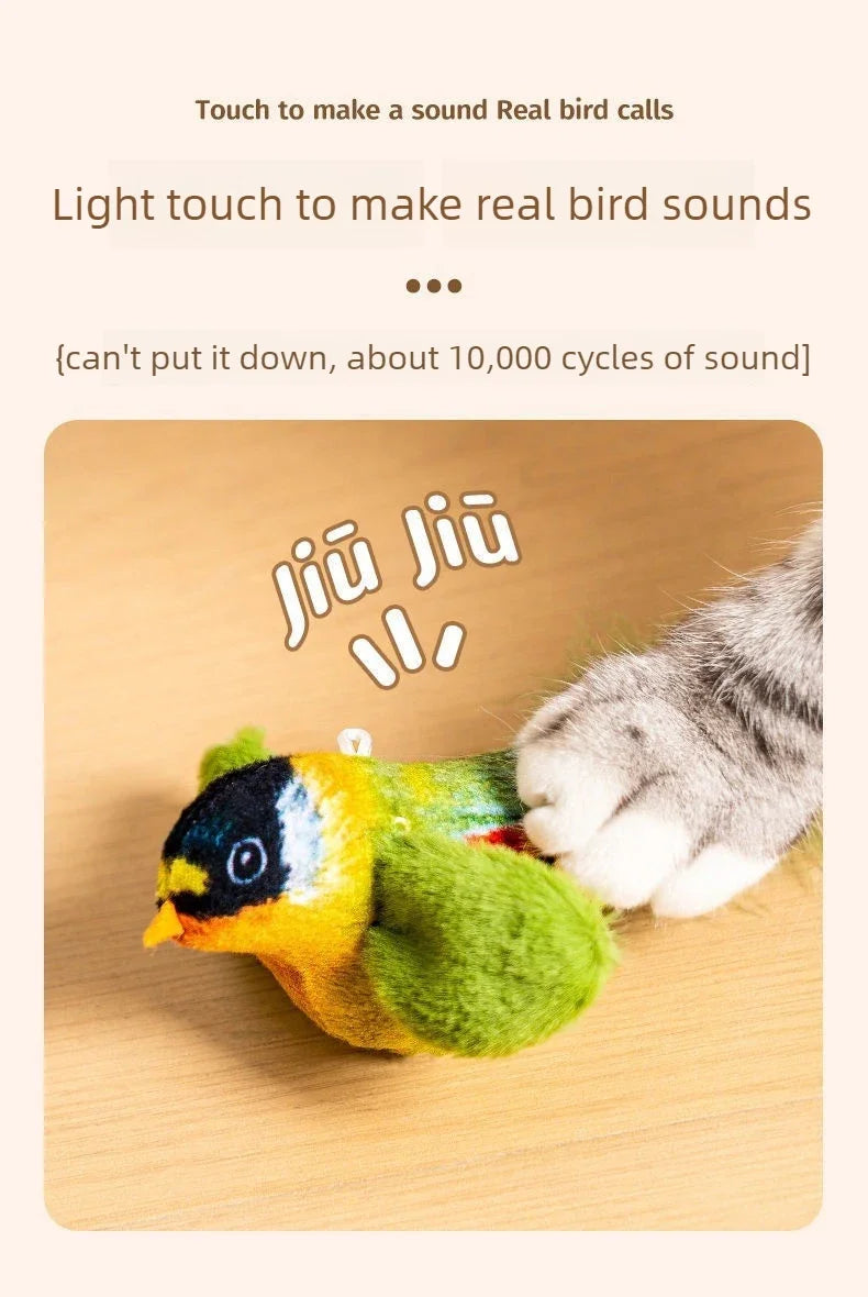 Hanging Bird Cat Toy with Catnip, Interactive Squeaky Self-Play Teaser for Kittens