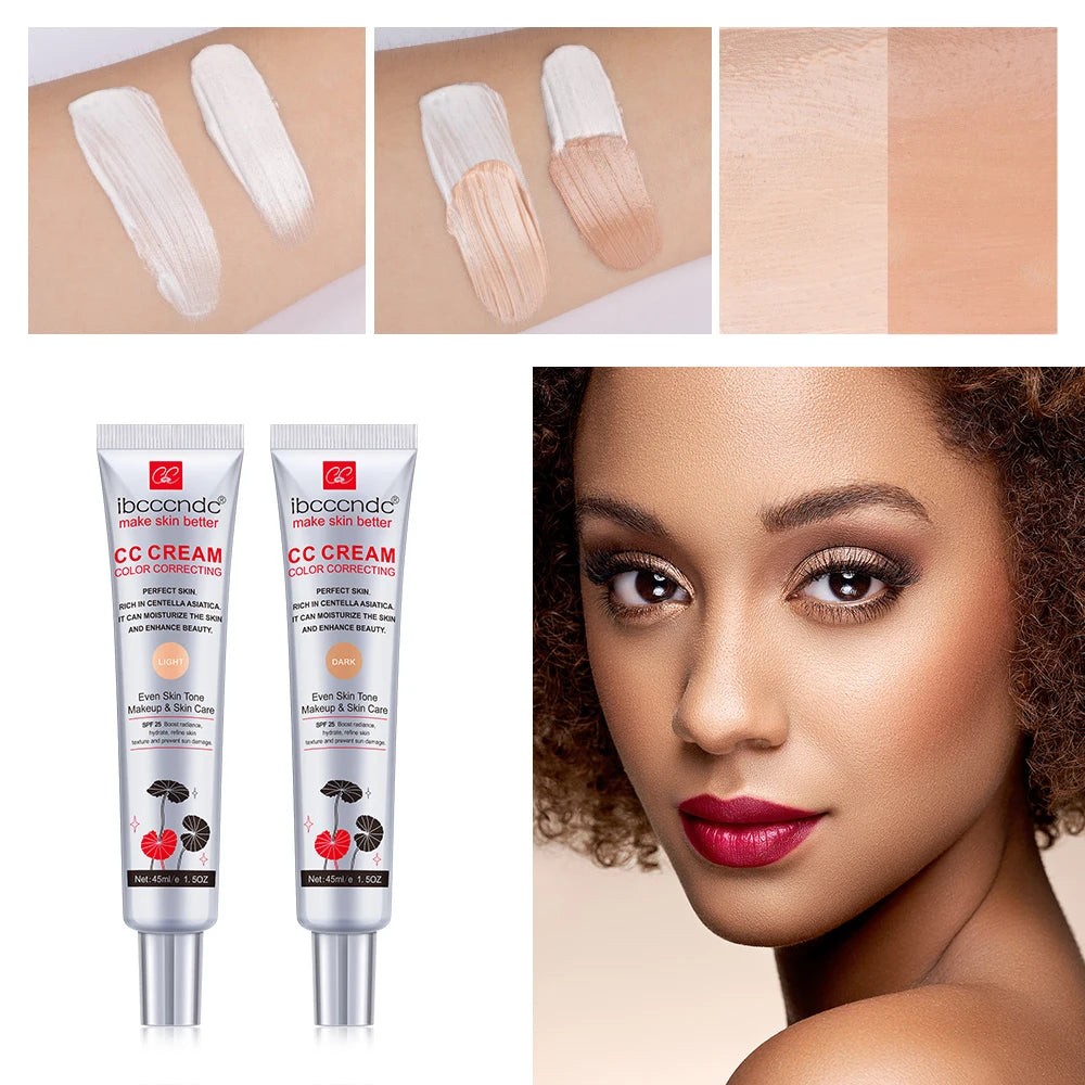 Color Correcting CC Cream, 45ml, Natural Coverage Concealer and Liquid Foundation with Centella Asiatica
