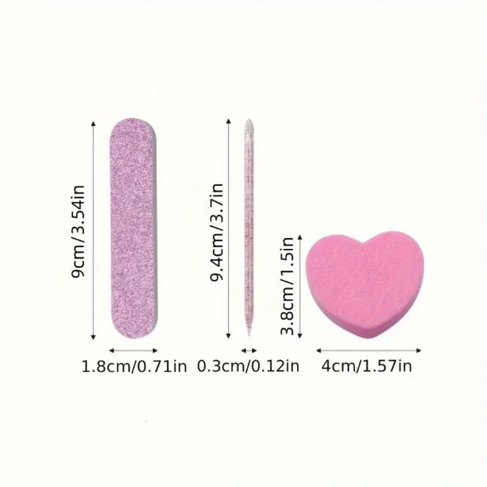 Pink Glitter Nail Care Kit, 12 Pieces