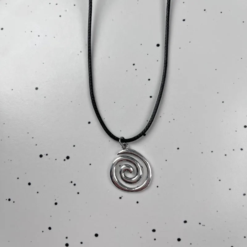 Vintage Spiral Vortex Pendant Necklace Hand-woven Leather Rope Necklace for Women Boho Goth Necklace Fashion 2026 Y2K Jewelry