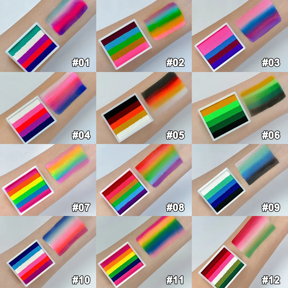 8g Palette Rainbow Water-Soluble Rainbow Palette Children's Face Body Paint,Halloween Cosplay Art Stage Makeup Body Painting