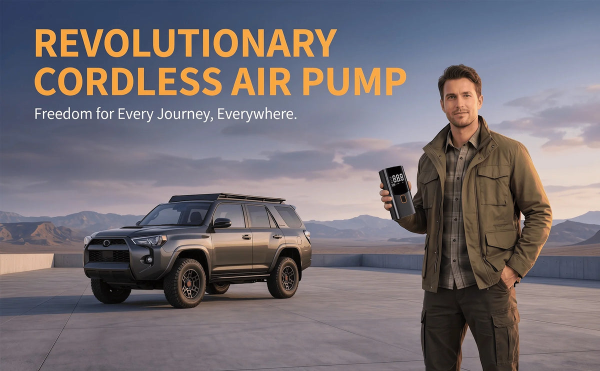Portable Air Compressor Car Tire Inflator, Electric Tire Pump with LED Light, Digital Pressure Display, Auto Shut Off, Suitable for Car, Motorcycle, Bike, Ball, Emergency Tire Inflation