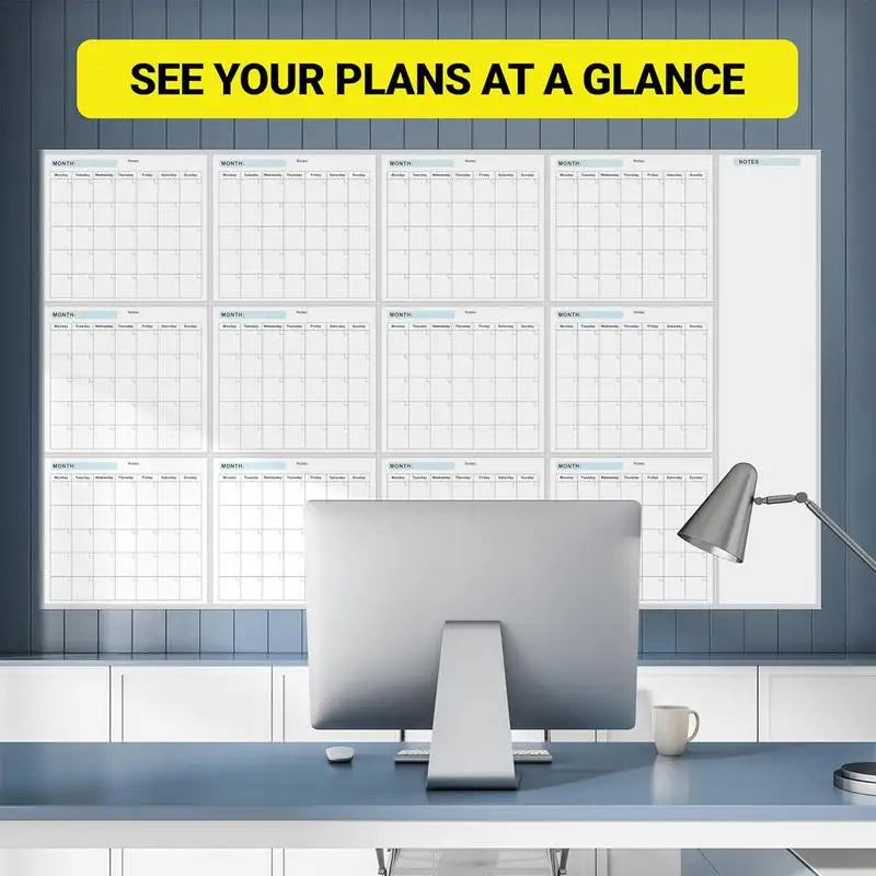 Erasable Large Wall Planner Calendar Erasable Yearly Planner Calendar Reusable Blank Whiteboard Yearly Calendar For Holidays