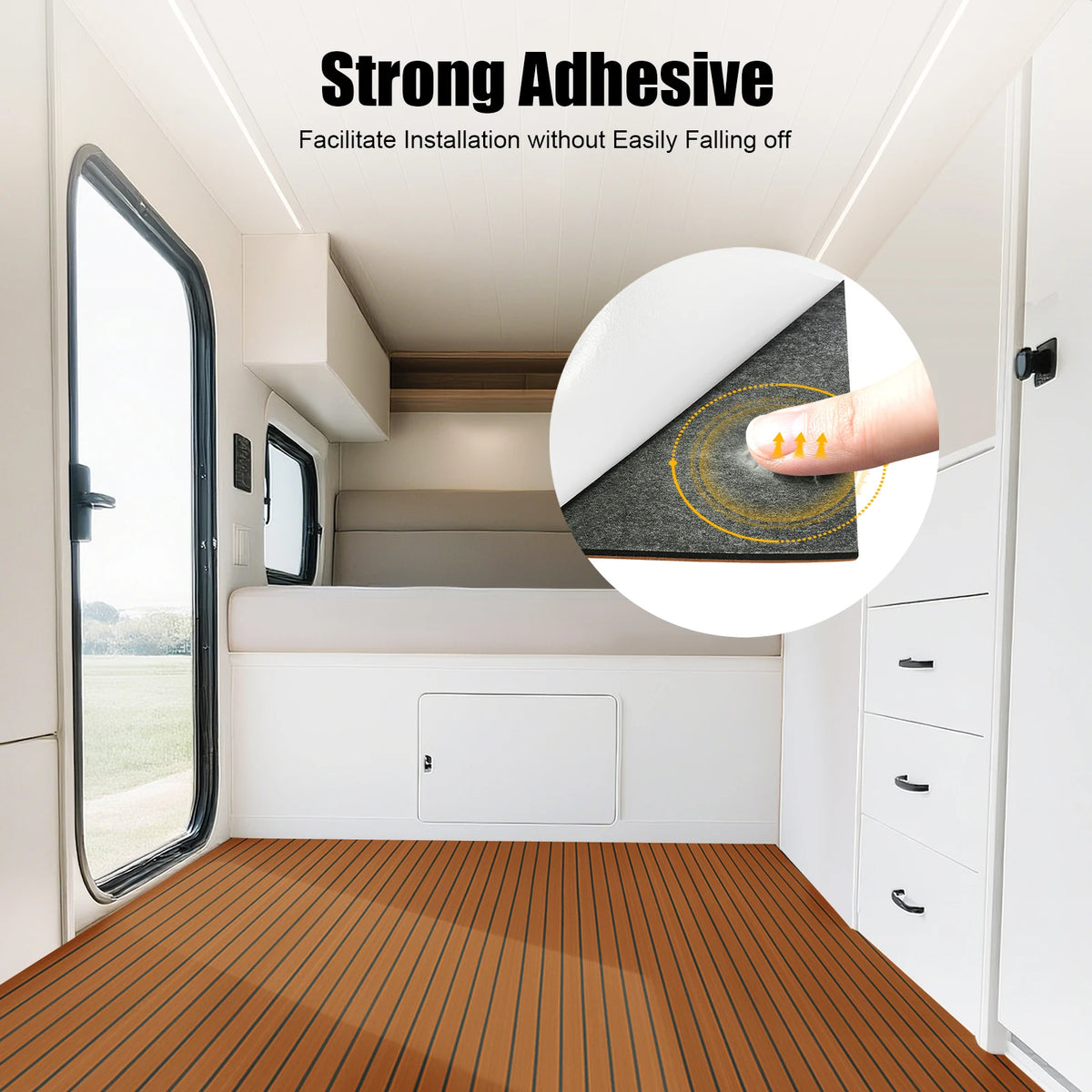 Self-Adhesive EVA Foam Floor Mat 90x240cm Faux Teak Waterproof Boat Decking RV Floor Pad 6mm Thick for Marine Caravan Home Gym