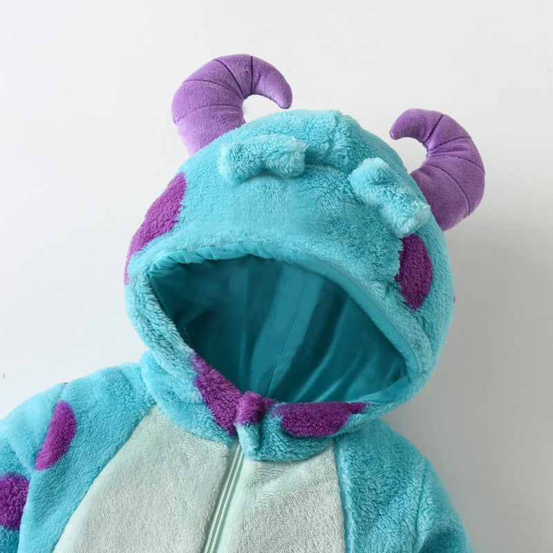 0-3Years Infant Baby Boy Girl Fleece Jumpsuit Horn Hooded Warm Thicken Winter Rompers Outwear Snowsuit
