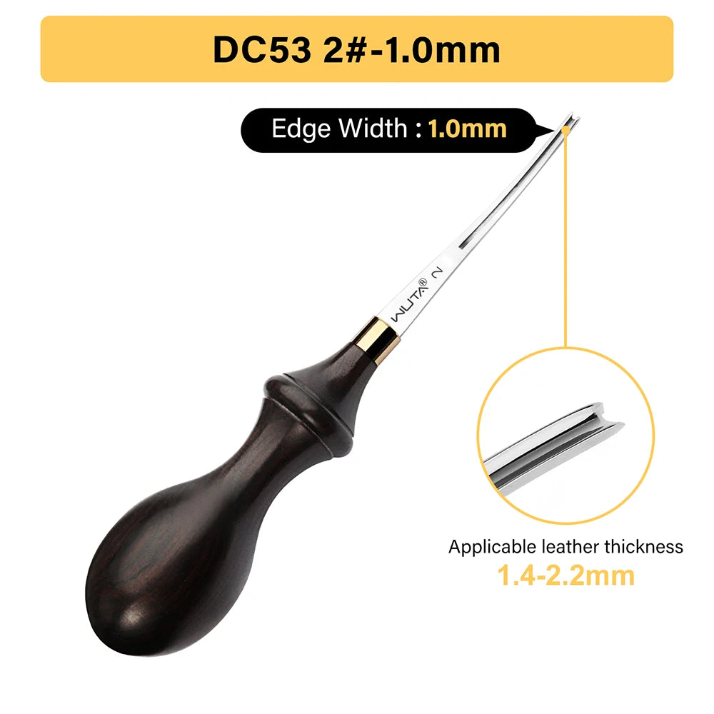 WUTA 1PC Leather Edge Beveler PRO Skiving Craft Work M390 / DC53 Steel Ebony Handle Cutter Edger Creaser Skiver Leather Tools