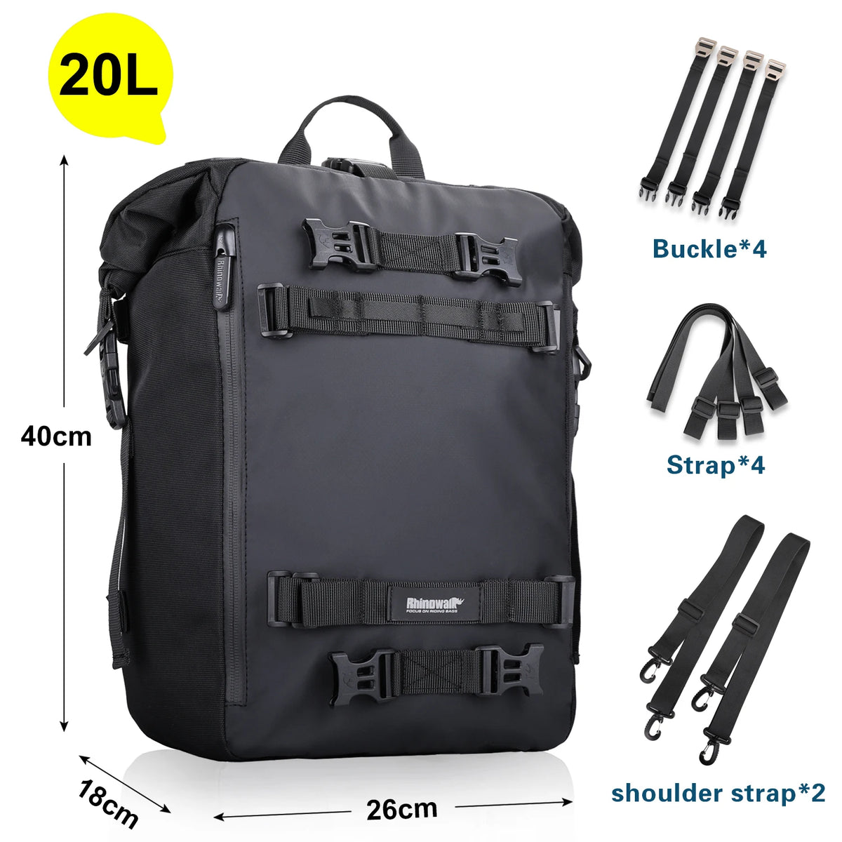 Rhinowalk Motorcycle Rear Seat Bag 10L 20L 30L Waterproof Luggage Pack Motocross Multi-Function Bumper Modification Bale