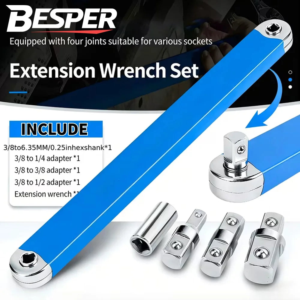 Universal Ratcheting Wrench Extension Bar Adjustable Double Head Extra Long Heavy Duty Tool For Mechanics And Car Repair