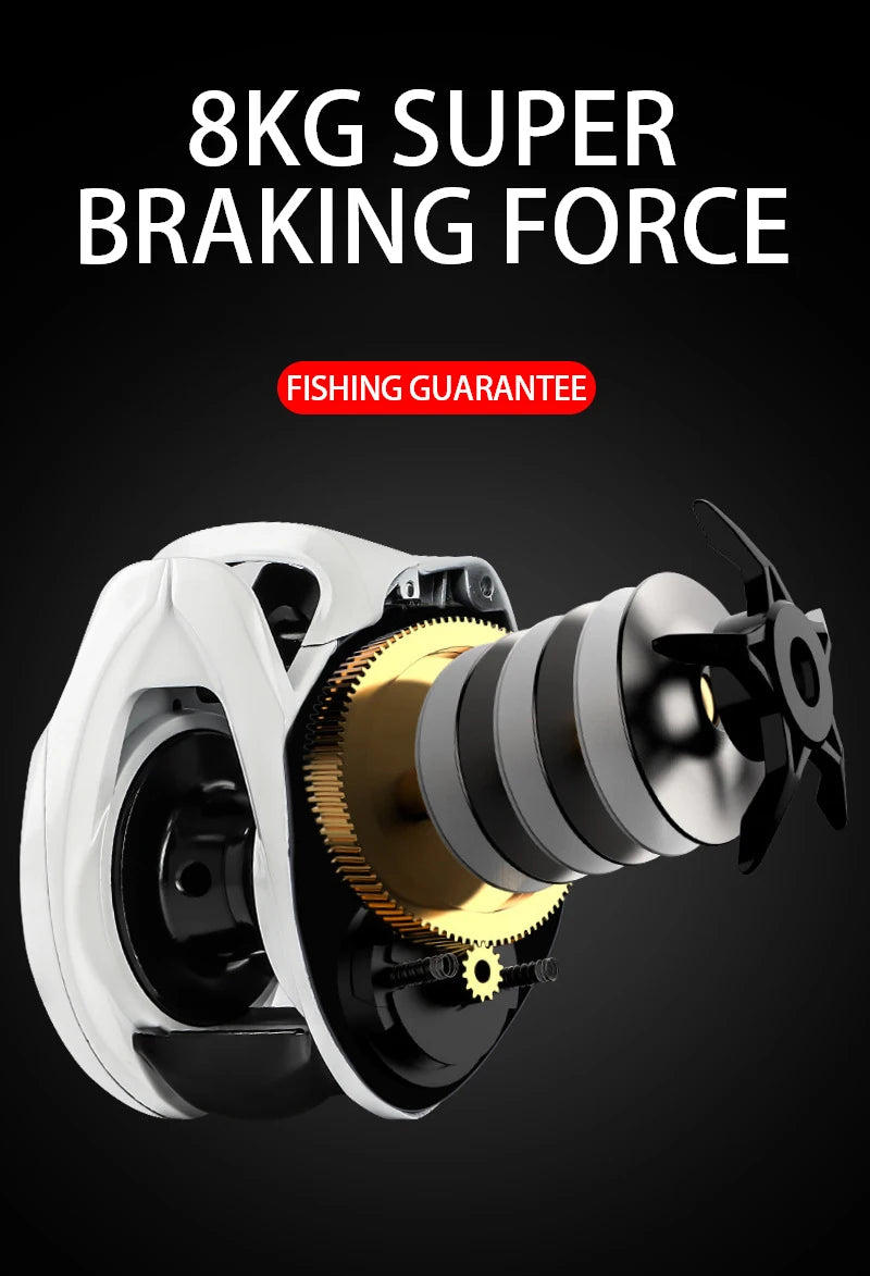 BILLINGS Baitcasting Reel 8KG Max Drag 6.3:1 Gear Ratio Magnetic Brake System Baitcaster Fishing Reel, Freshwater & Saltwater Casting Reel for Fishing