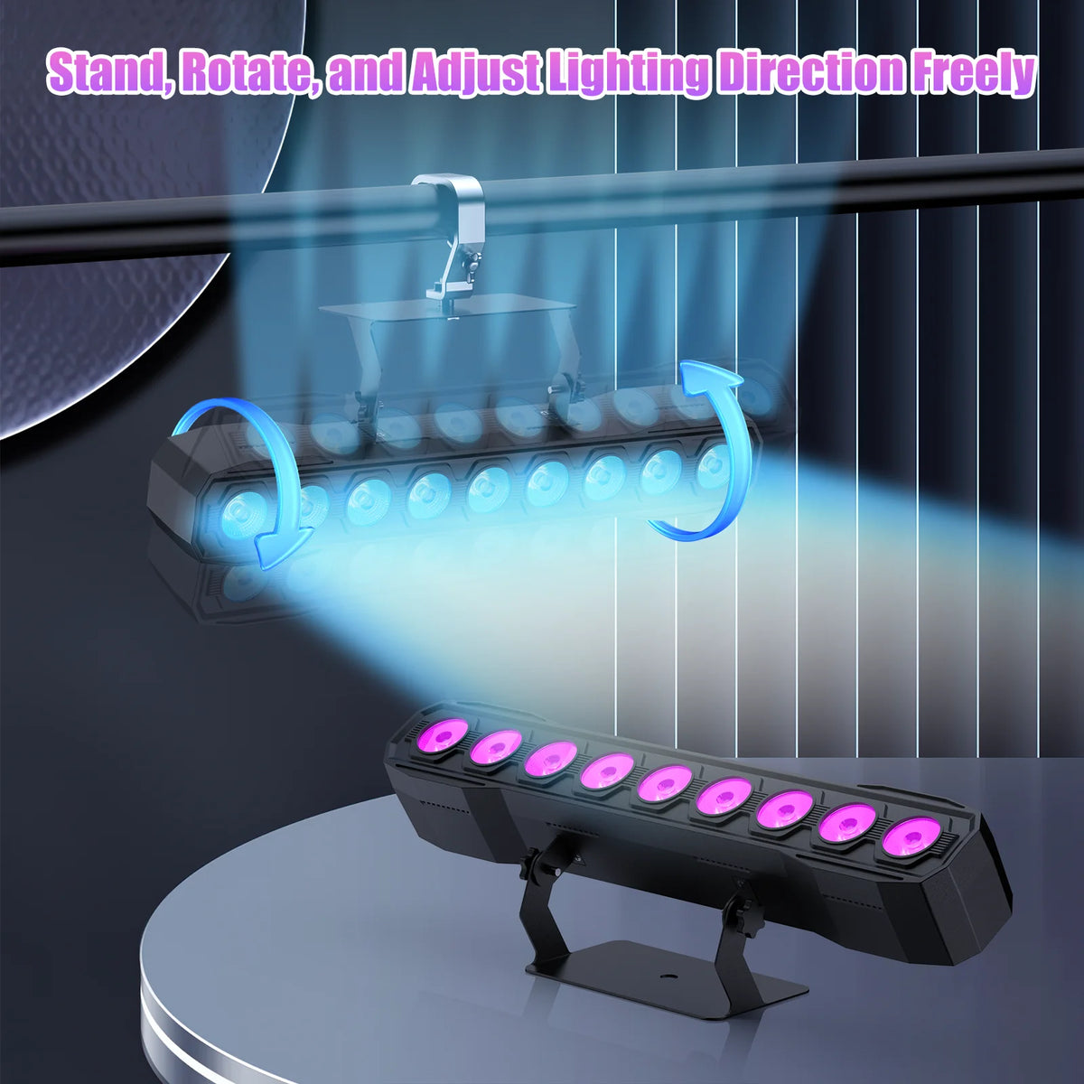 U'King 60W Wall Wash Light Bar 9LEDs RGBW Stage Lights Bar DMX DJ Lights For Church Events Wedding DJ Disco Party Bar Show