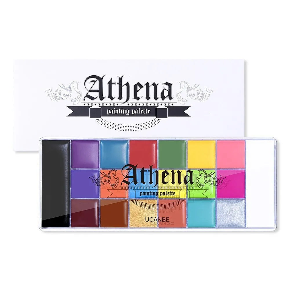 UCANBE Athena Face Body Paint Palette 20 Colors Large Black White Professional Flash Tattoo Halloween Makeup Painting Kit 168g