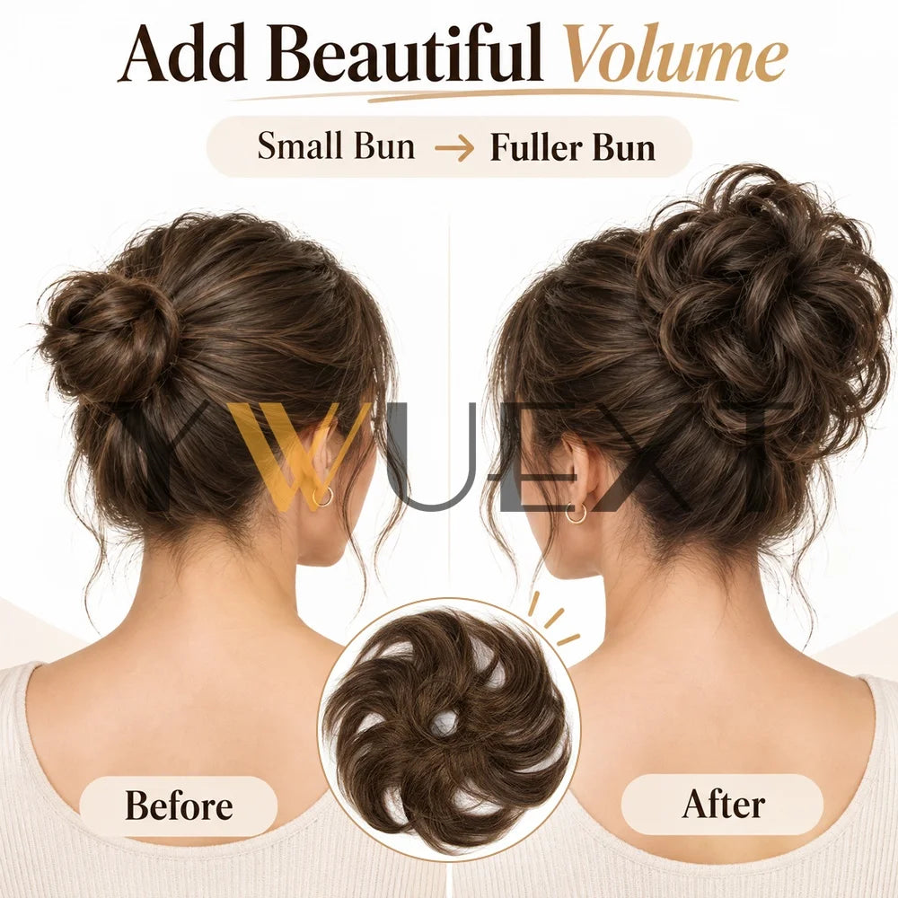 Curly Human Hair Bun Chignon