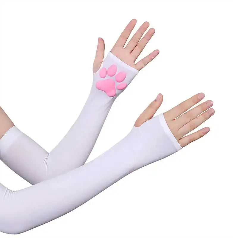 Cute Cat Paw Fingerless Gloves with 3D Pads, Soft Stretchy Cosplay Accessory