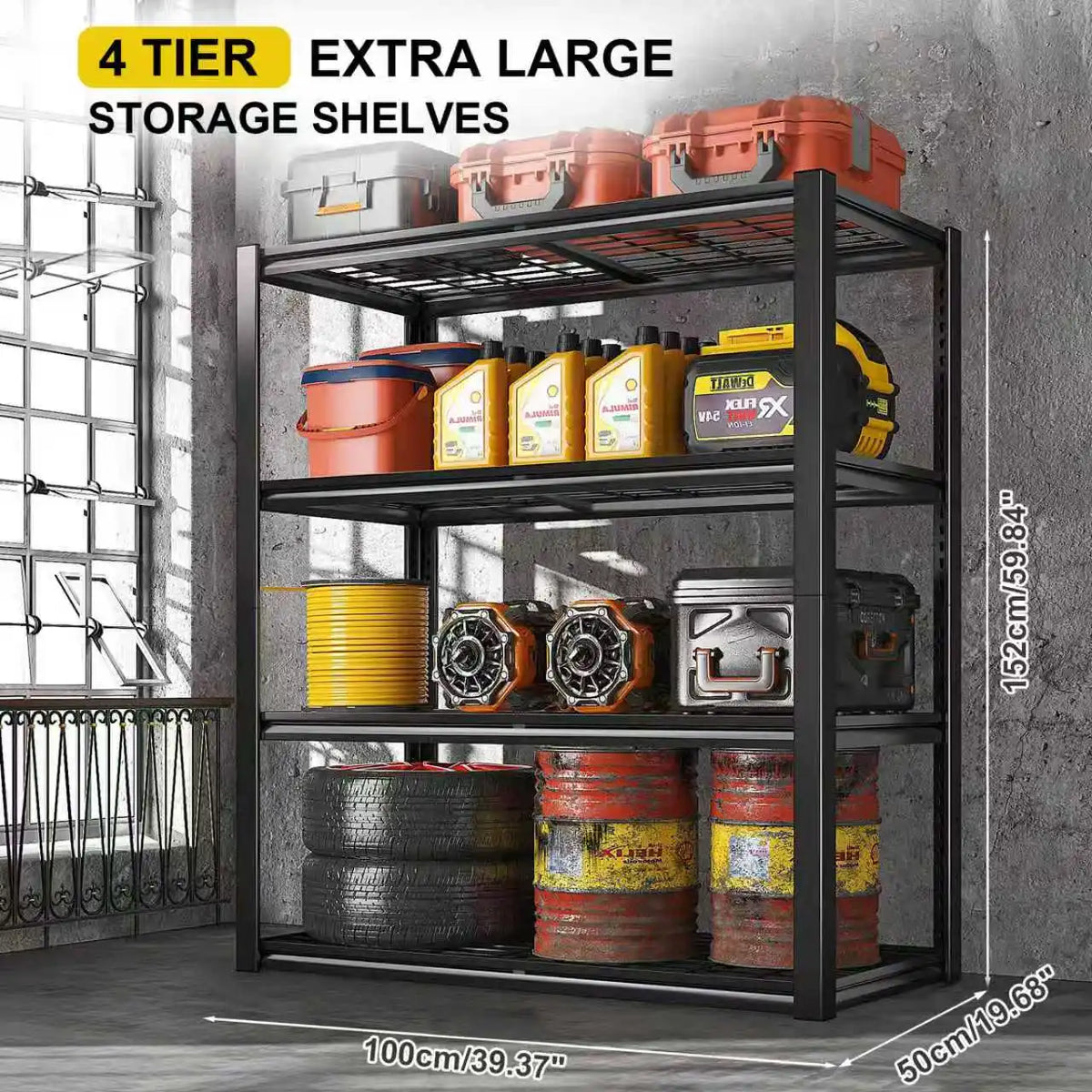 4-Shelf Heavy-Duty Garage Storage Unit, 40 x 19.5 x 59.5 Inch