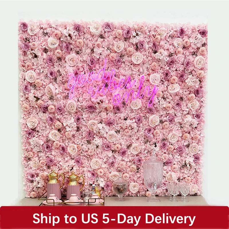 Silk Rose Backdrop Flowers Wall Wedding Decoration Customized Artificial Flower Wall Panel for Home Decor Backdrops Baby Shower