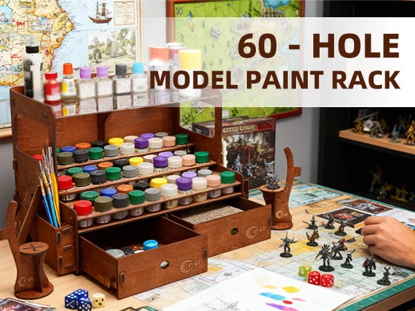 OPHIR Model Paint Organizer Wooden Paint Rack with Brush holder and Craft Tool Storage with Miniature Handle MG063UP