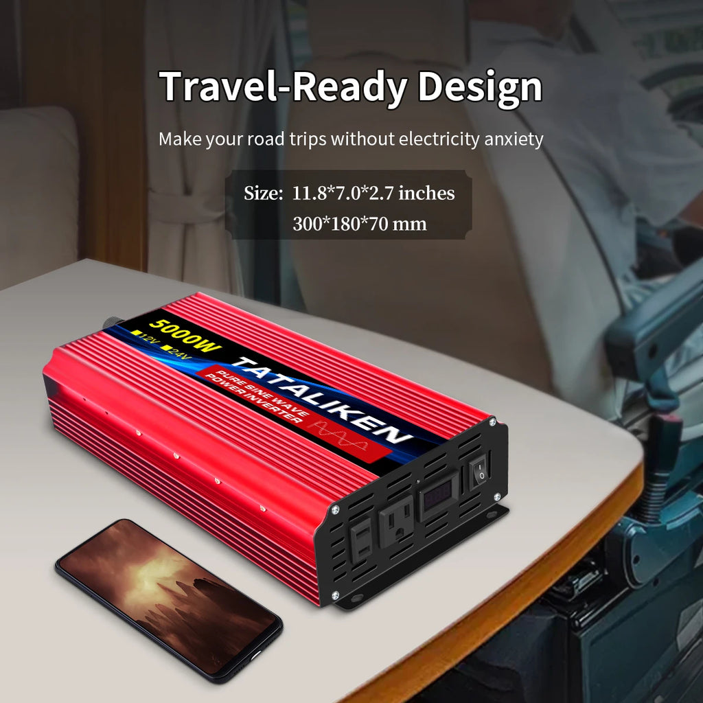 Pure Sine Wave Inverter 3500W/4000W/4500W/5000W inverter  12v converter 60HZ Portable camping car available US socket