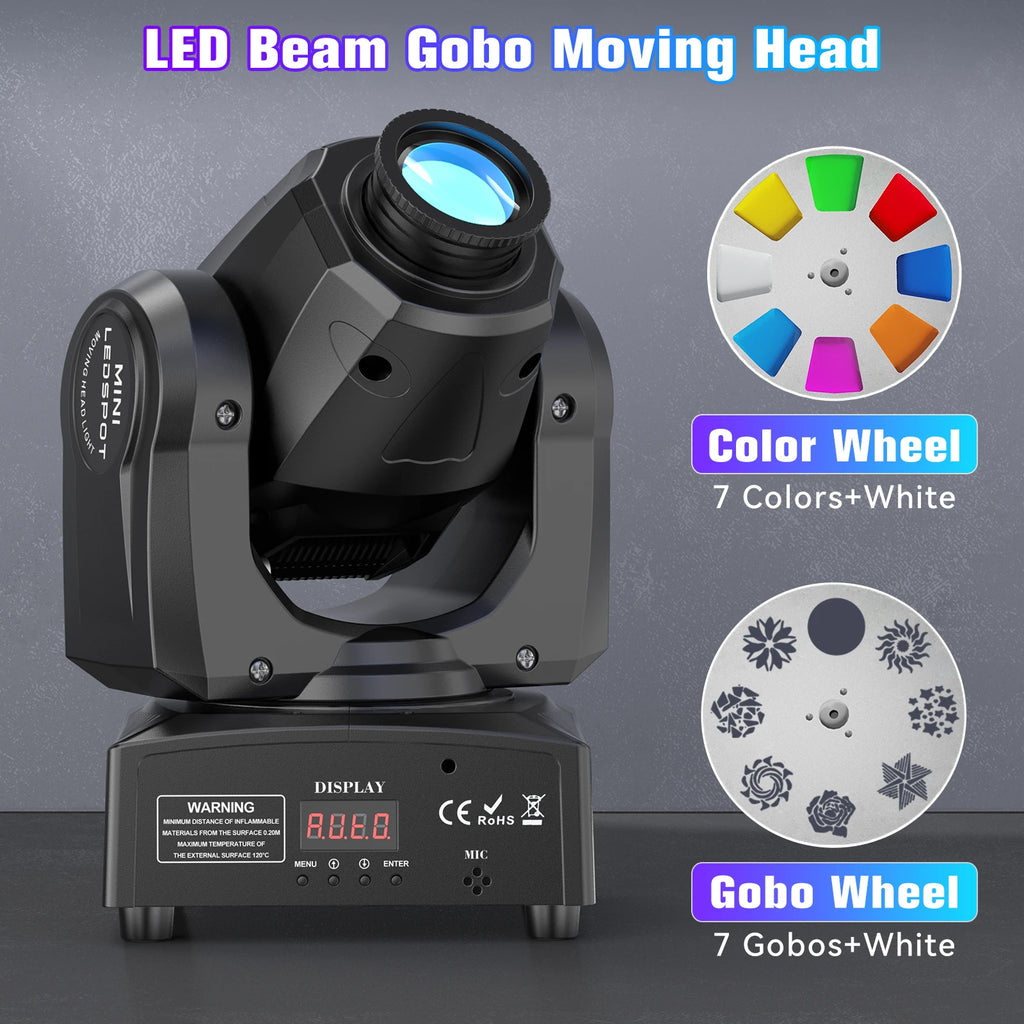 60W Gobo Moving Head Light DMX Remote Control Stage Lighting Effect Projector for DJ Disco Party Bar Club Wedding Birthday