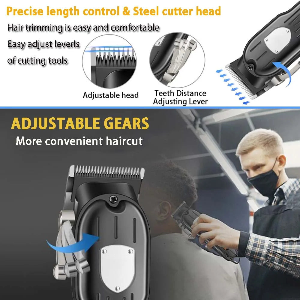 Professional Hair Clipper Set for Men, Cordless Haircut Kit with LED Display, 3-in-1/2-in-1/1pc Rechargeable Hair Clipper & T-Blade Trimmer & Electric Shaver, Barber Zero-Gapped Detailer, DIY Grooming Tools with Scissors, Com