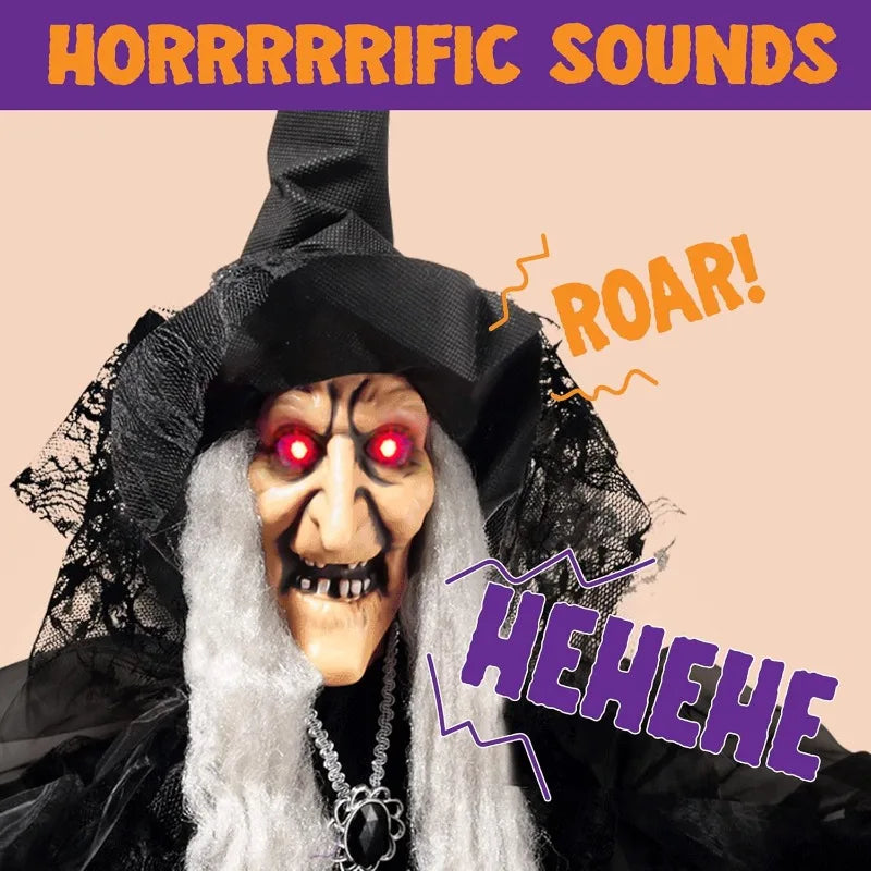 Halloween 47 in Animated Hanging Witch, Sound Activated with LED Lights