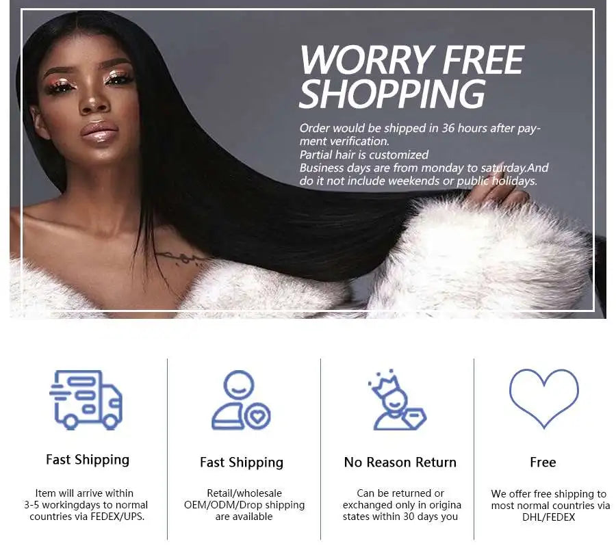 Straight Human Hair Bundles, 3 Pack