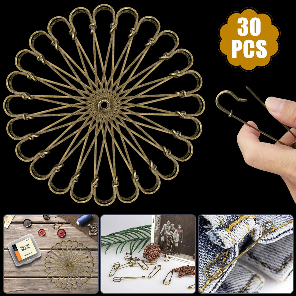 30Pcs/Lot Large Safety Pins Heavy Duty Blanket Pins DIY Sewing Tools Accessory