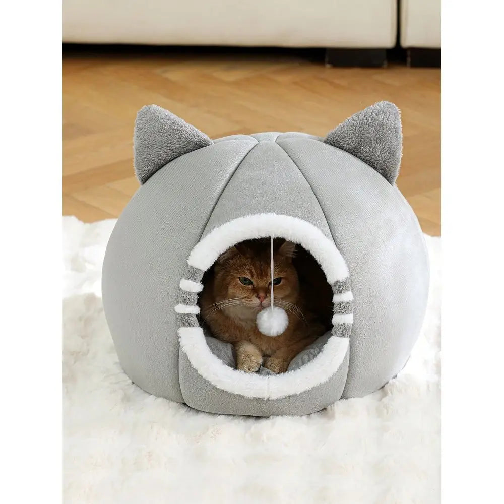 Washable Cat Bed for Indoor Cats, Soft Calming Kitten Bed