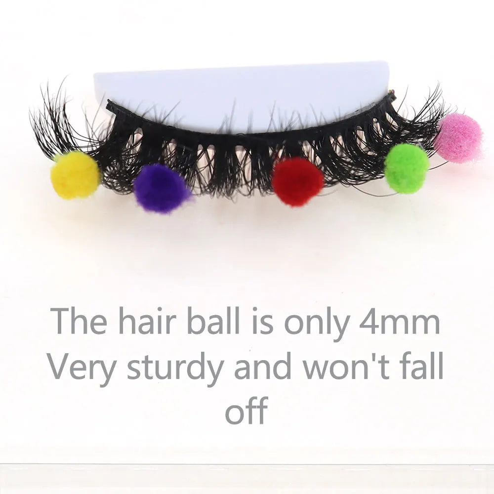 Pair of Cute Colorful Furry Fake Eyelashes Natural Style Suitable for Cosplay Dinners Christmas Halloween Makeup