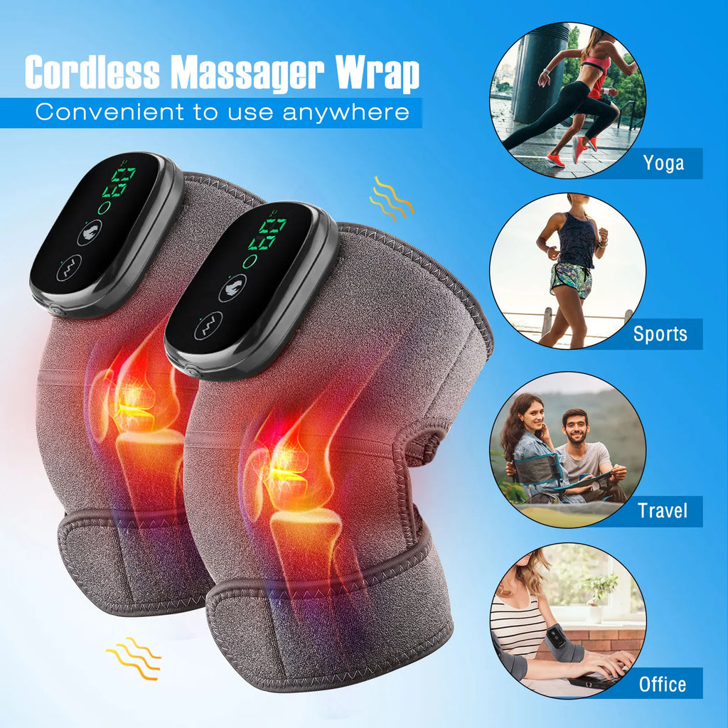 Heated Knee Massager with Vibration, Thermal Knee Pad for Knee, Shoulder and Elbow