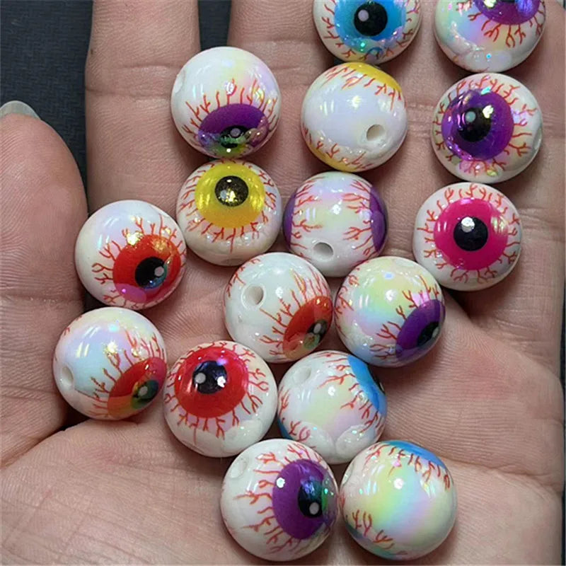 10-Piece 16mm Evil Eye Acrylic Beads, Mixed Color Spacer Beads for DIY Jewelry