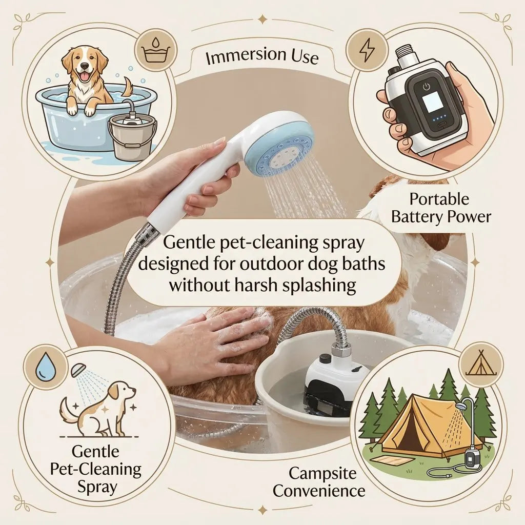 USB Rechargeable Portable Electric Shower Pump for Camping Outdoor Pet Wash Garden Cleaning Dormitory - Essential Shower Utility Tool