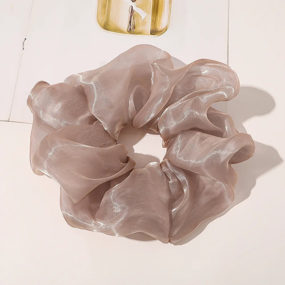 Spring summer organza hair scrunchie large fairy chiffon women Elastic Hair Band Ponytail Holder Hair Tie Girl Gum Accessories