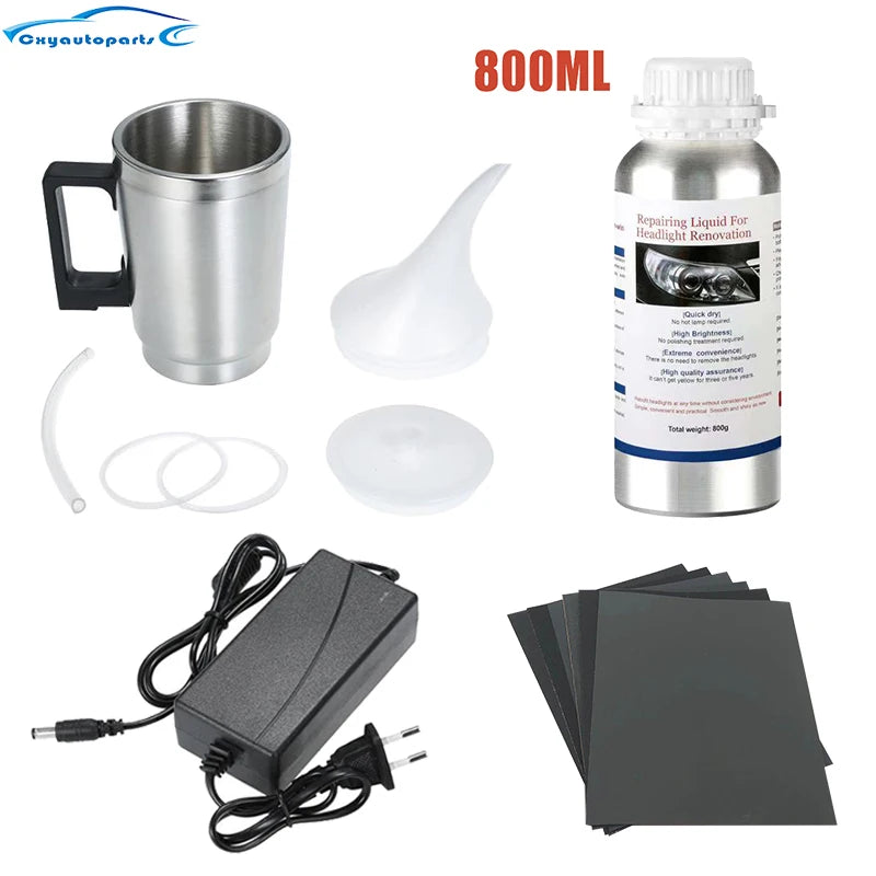 Car Headlight Restoration Kit, Liquid Polymer Headlamp Polish and Repair Set
