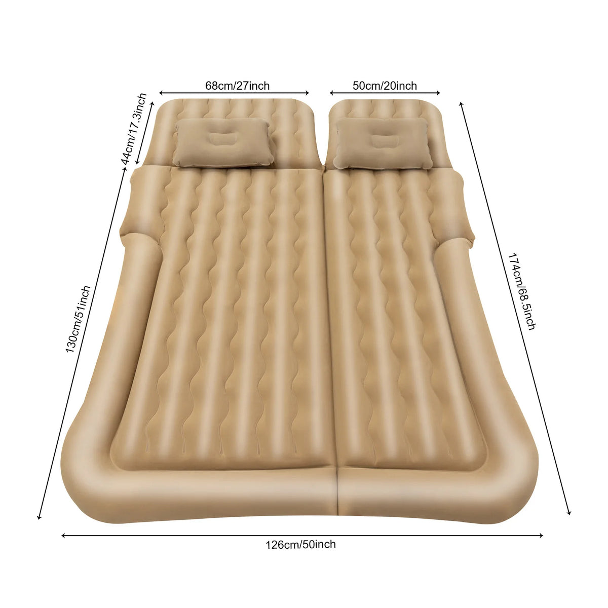 Inflatable Car Back Seat Air Mattress, Foldable Flocked Travel Bed with Pump