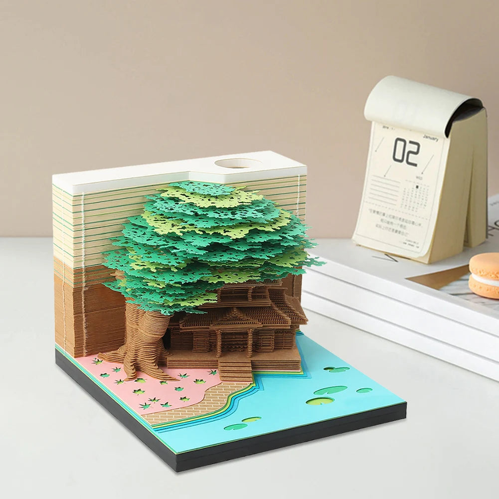 Castl Desk Calendar 2025 Tear-Away 3D Calendar Memo Pad Creative Desk Calendar DIY Notes Notepad 3D Art Calendar Paper