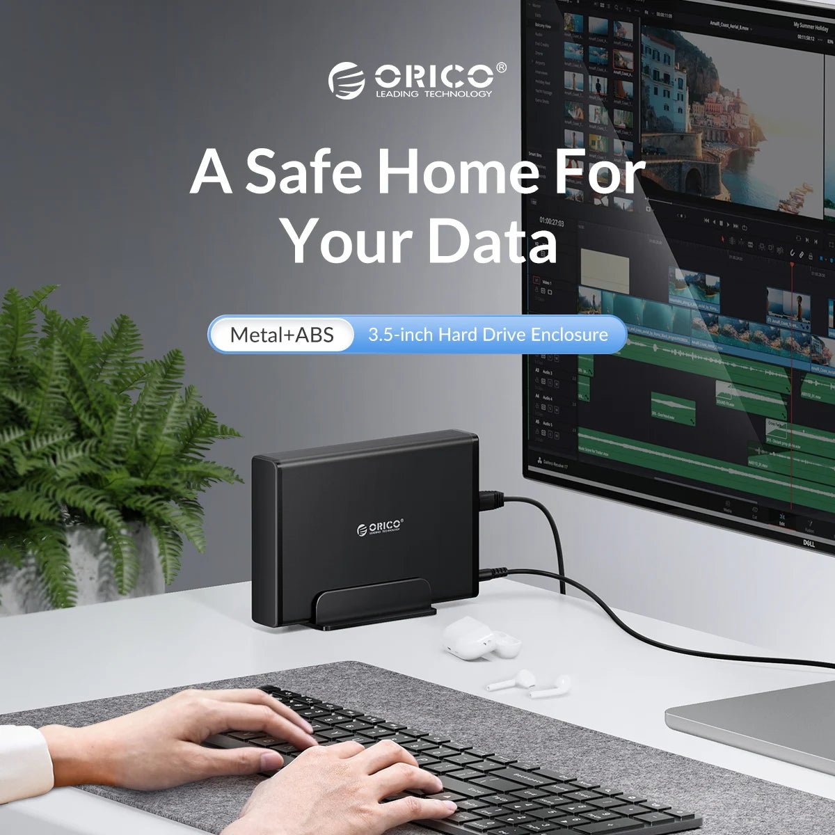 ORICO 3.5 inch Hard Drive Enclosure, USB-C and USB 3.0 SATA External HDD Case