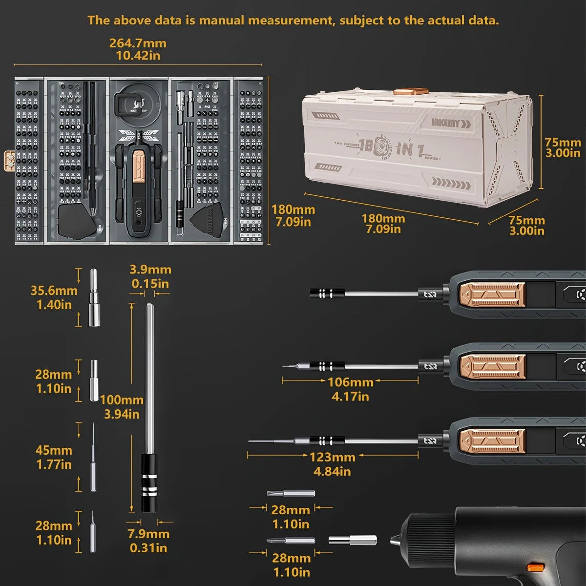 180-in-1 Precision Screwdriver Set with Magnetic Bits for Phones, Laptops and Glasses Repair