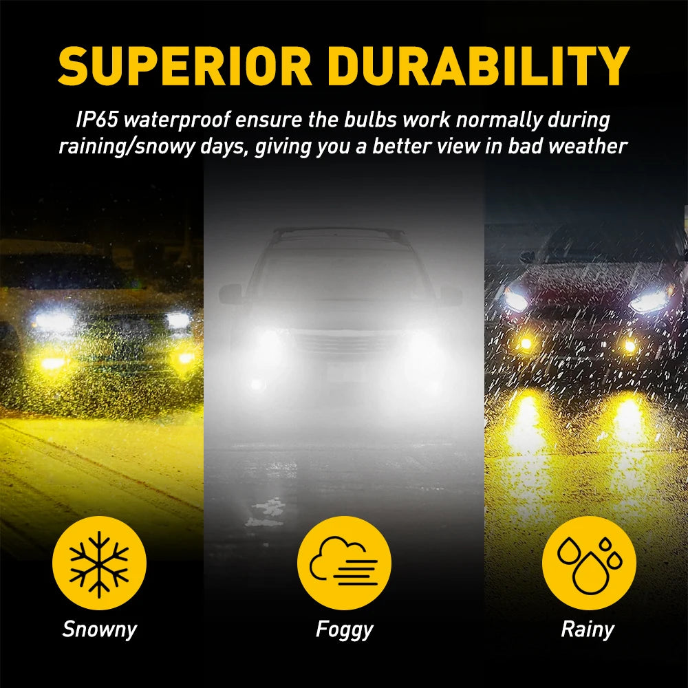 AUXITO 2Pcs Dual Color H8 H11 H9 H16(JP) LED Bulb Fog Lights Switch Switchback White Yellow Auto DRL Driving Lamp 12V Super Bright Car LED Fog Lamp