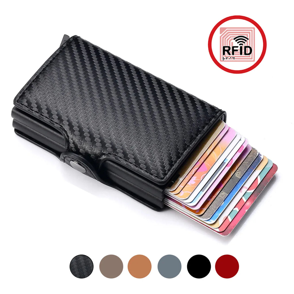 RFID Blocking Carbon Fiber Slim Card Wallet for Men, 14 Card Holder Minimalist Wallet