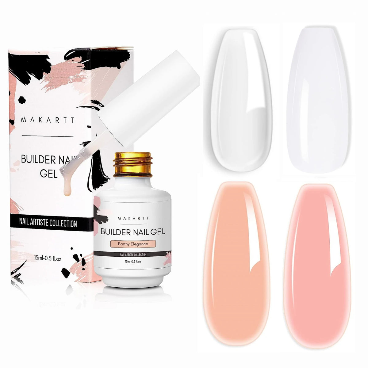 Makartt 5-in-1 Builder Gels Nail Gel Extension Nail Strengthen & Nail Repair Base Coat Nail Polish Soak Off UV/LED Lamp Needed