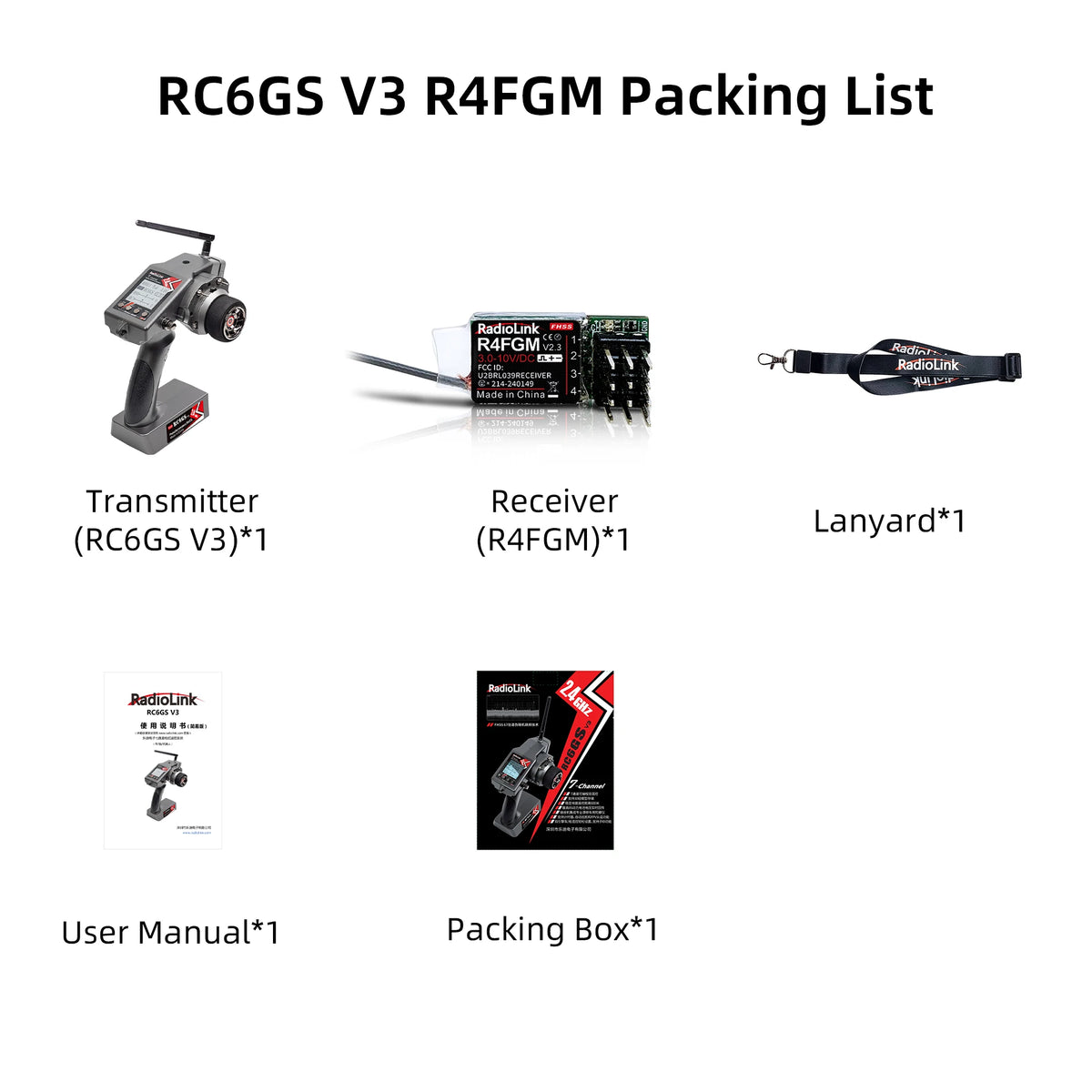 Radiolink RC6GS V3 2.4G 7 Channel Radio Transmitter R7FG Receiver Gyro Telemetry Included Remote Controller for RC Car Boat