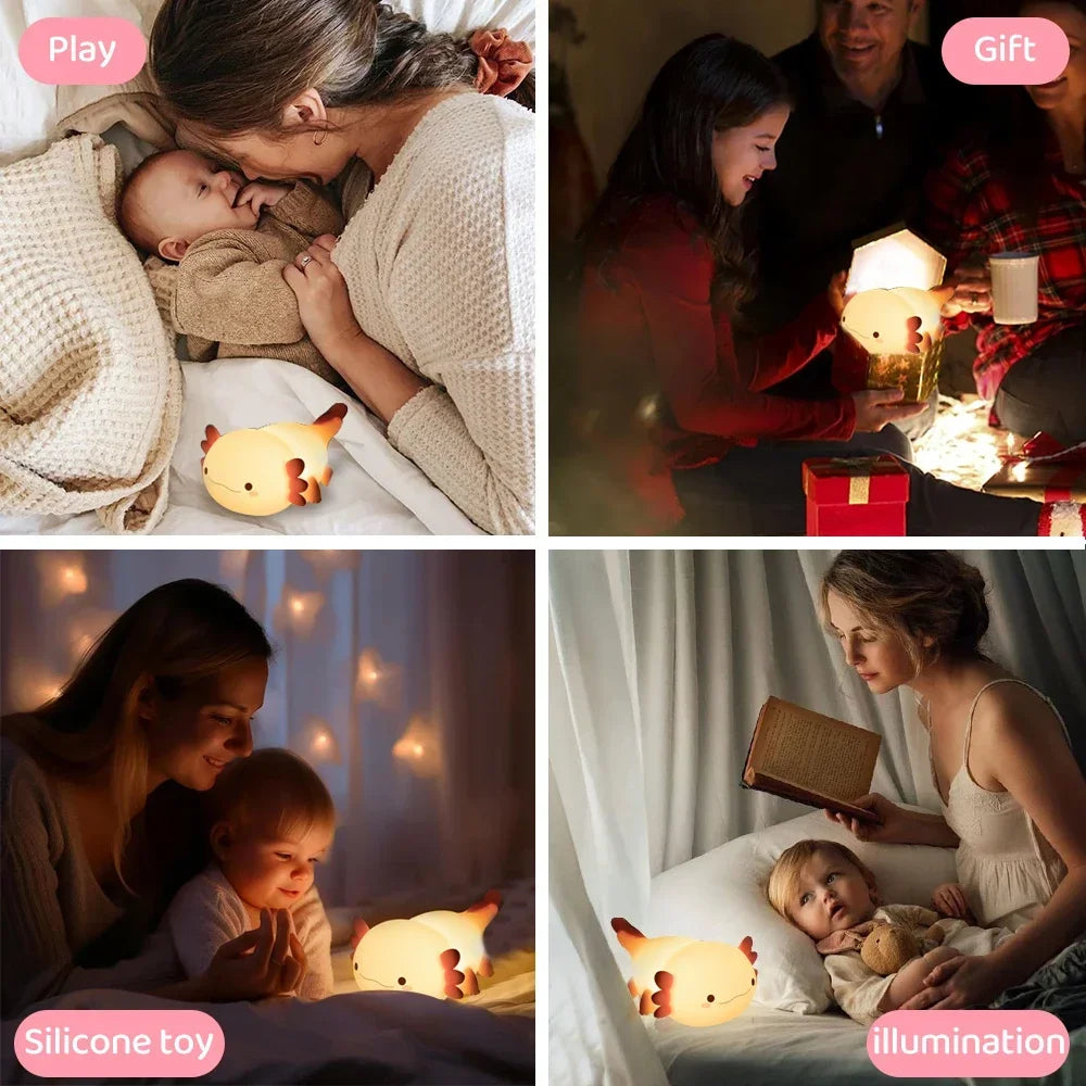 Silicone Axolotl LED Night Light with Touch Control
