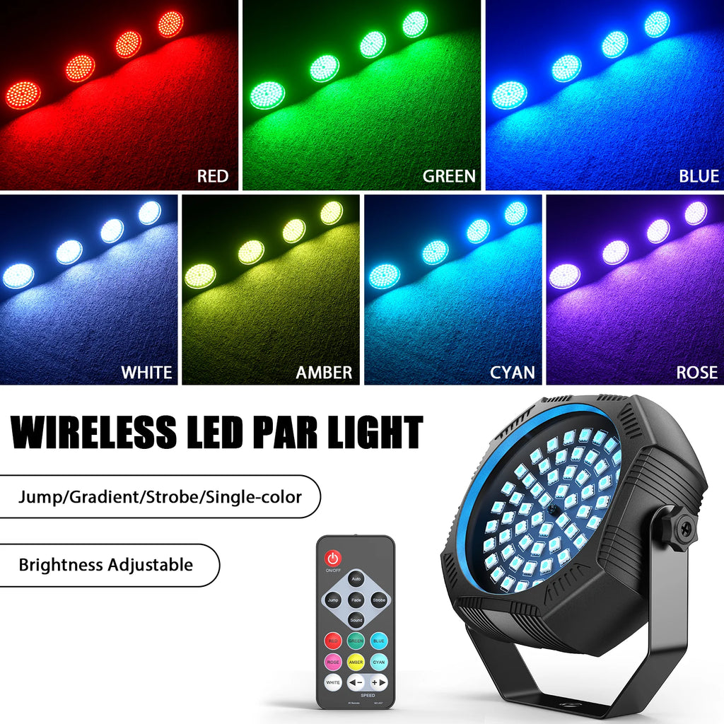 U'King 1/2/4Pcs Mini RGBW 60LED Par Lights Built In Battery Rechargeable Stage Strobe Lights With Remote For Music Bar KTV Party