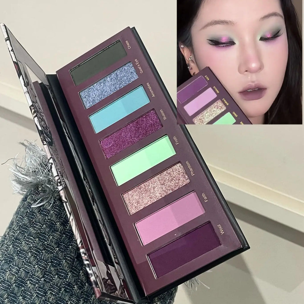 8 Colors Diamond Pearl Punk Green Eyeshadow Halloween Makeup Palette Waterproof Matte Smoky Polarized Green Eye Shadow Palette