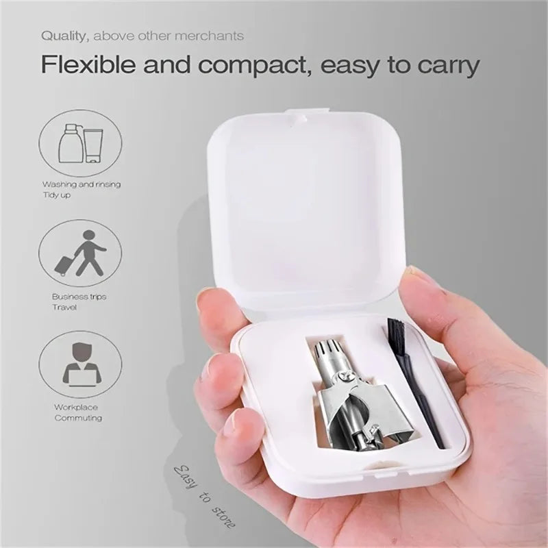 2-Pack Manual Stainless Steel Nose Hair Trimmer with Storage Box and Cleaning Brush