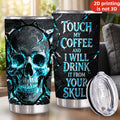 Halloween Blue Fire Skull Tumbler, 20 oz Insulated Stainless Steel with Lid and Straw