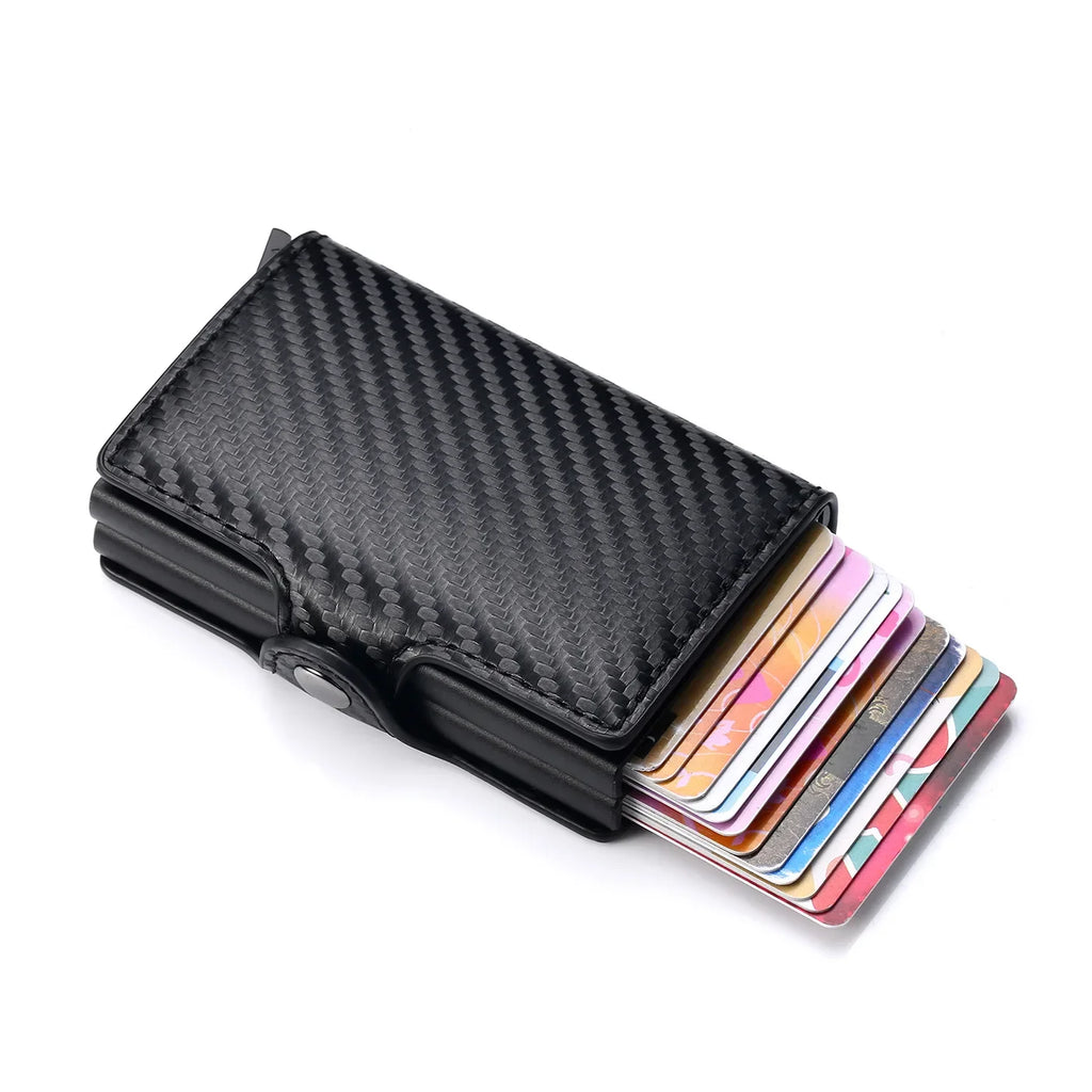 RFID Blocking Carbon Fiber Slim Card Wallet for Men, 14 Card Holder Minimalist Wallet