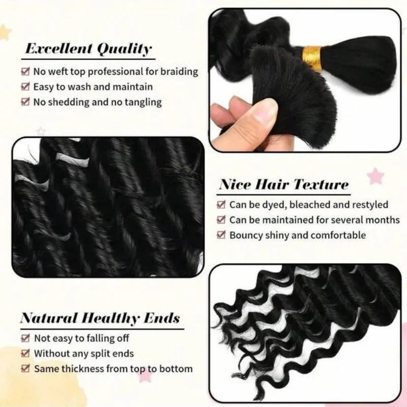Deep Wave Human Braiding Hair, 2 Bundles